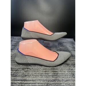 Rothys The Point Women's Size 7 Retired Black/White Herringbone Ballet Flat/#S/